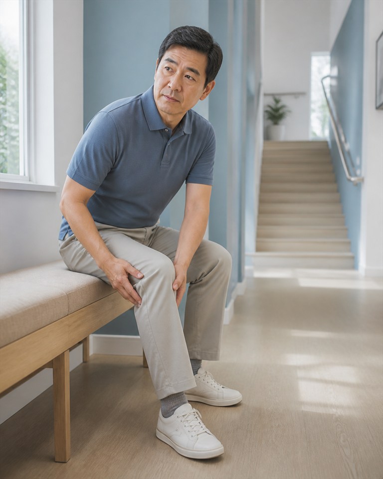무릎 통증을 살피는 이미지