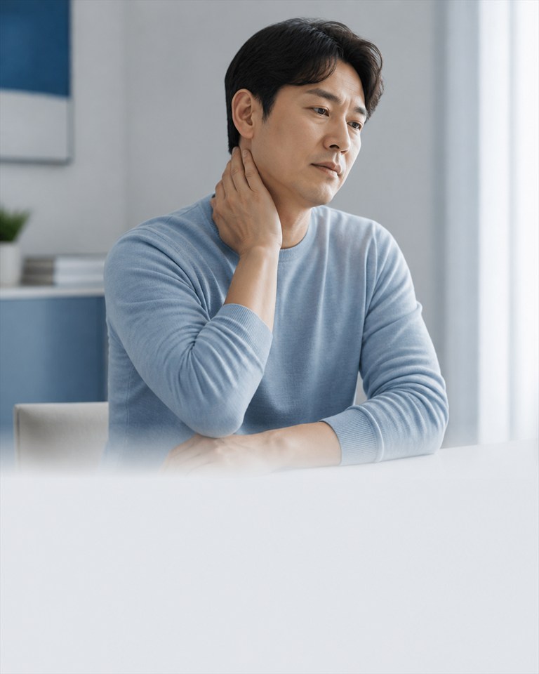 목 통증과 팔 저림을 살피는 이미지